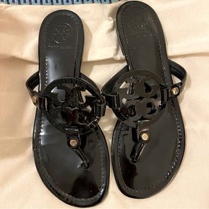 Black Tory Burch Miller Patent Leather Sandals size 8